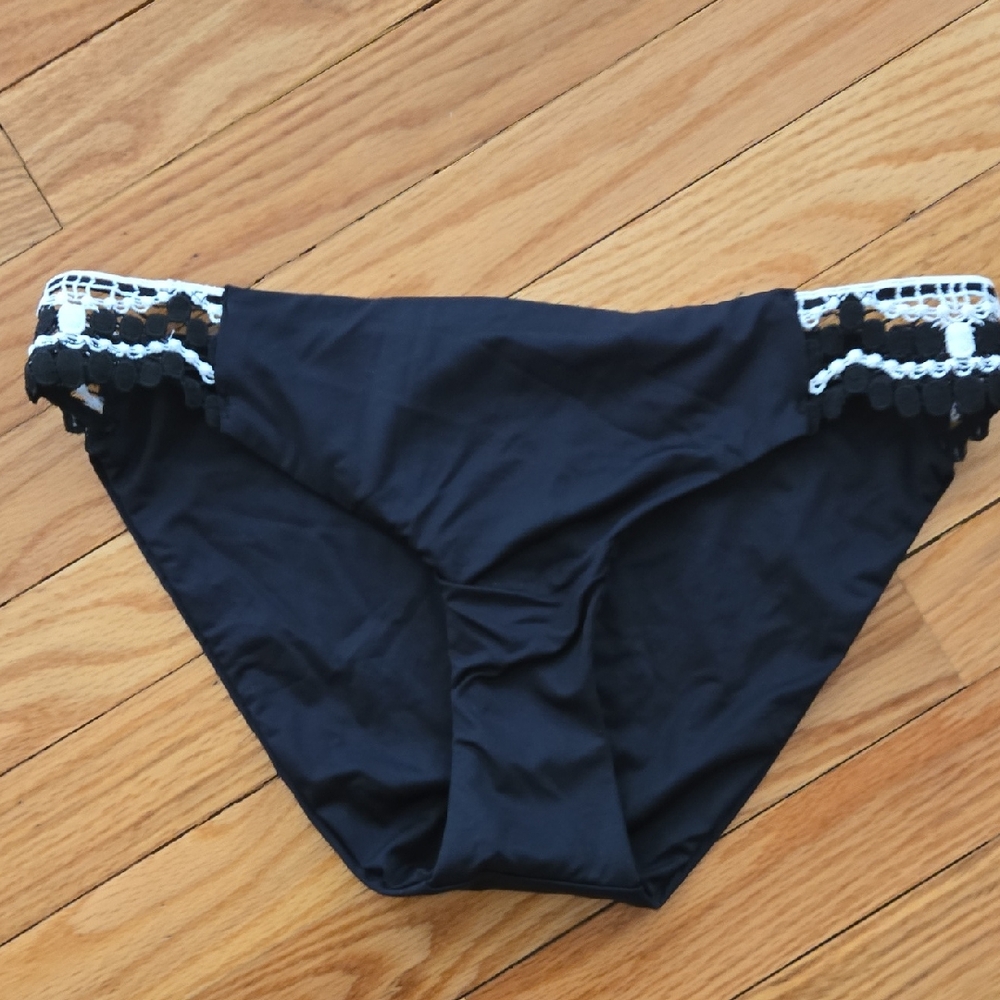 BECCA Black Bikini Bottom with White Accents